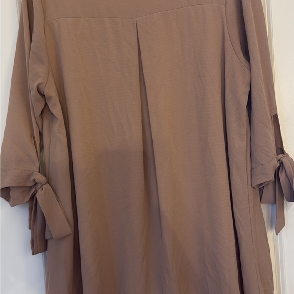 Chic Soul Tan Dress with Tie Sleeves